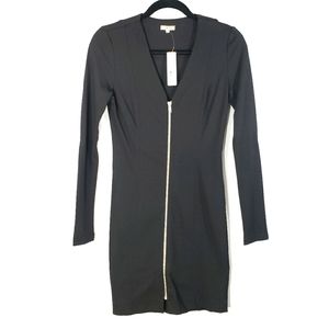 LA Made Ponte Stella deep V bodycon zip dress